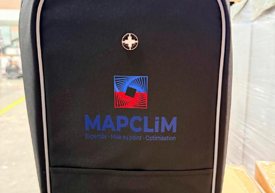 impression QUADRI sur sac à dos pour Igienair et Mapclim