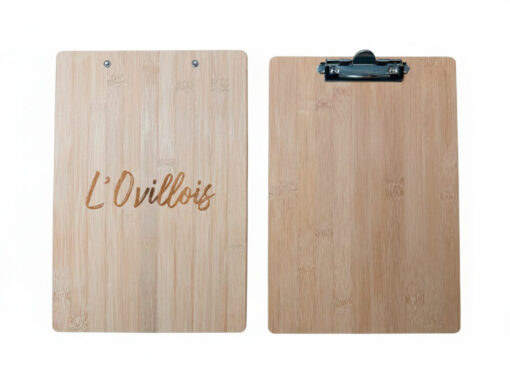 Impression laser sur porte menu restaurant L&rsquo;Ovillois