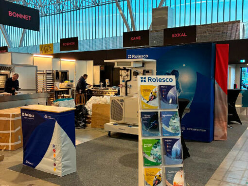 stand salon avec visuel imprimé sur tissus polyester pour ROLESCO